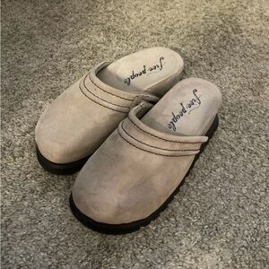 Free People Cream Slip-On Mules